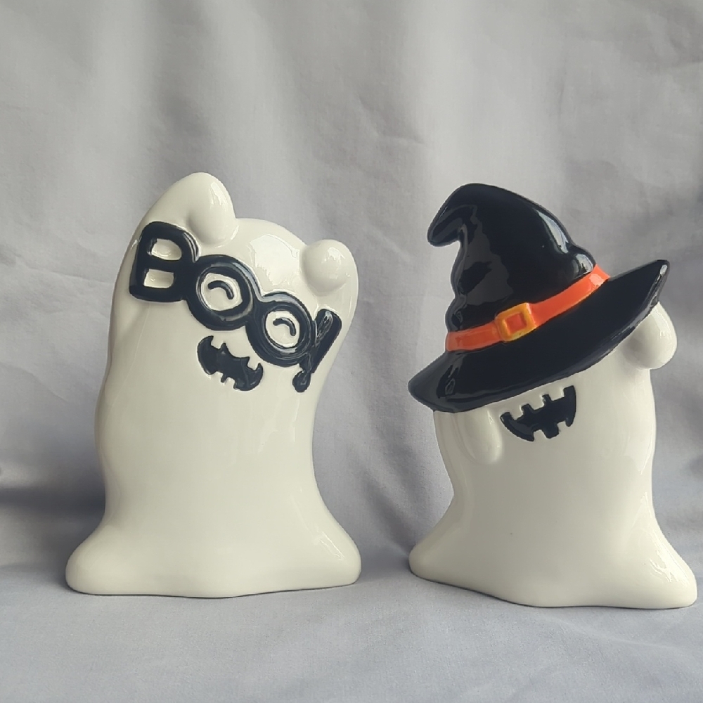Halloween Ceramic Ghost Figurines set of 2